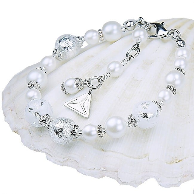 Lampglas Elegante bracciale in pizzo bianco con perle Lampglas e argento puro BP1 donna