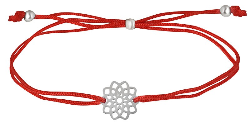 Troli Braccialetto con cordino e mandala rosso/acciaio donna