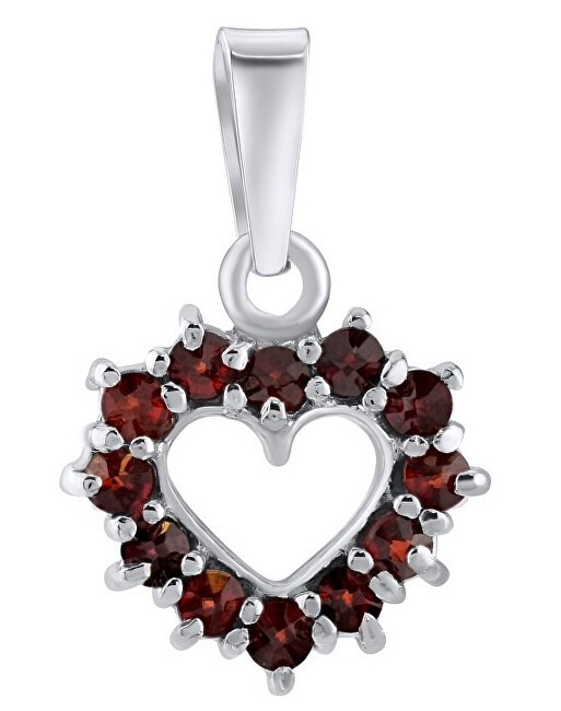 Silvego Ciondolo a forma di cuore in argento con veri granati cechi SILVEGOB180041 donna