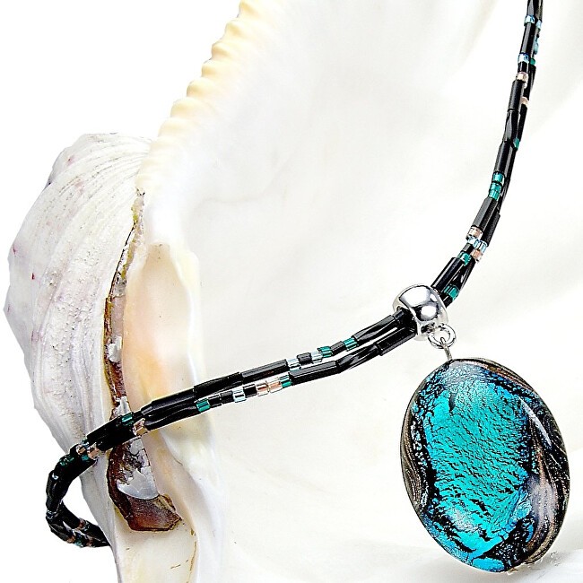 Lampglas Collana misteriosa degli abissi marini con perla di vetro di lampuga e argento puro NP11 donna