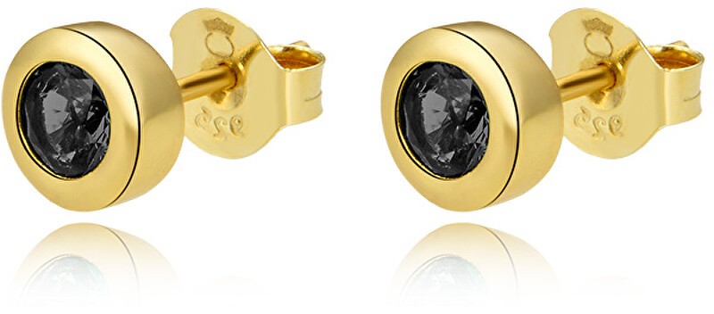 Beneto Orecchini in argento placcato oro con zirconi neri AGUP2259-GOLD donna