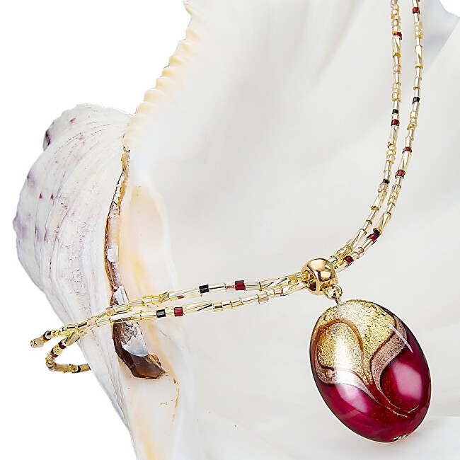 Lampglas Elegante collana del Mar Rosso con perla Lampglas in oro 24 carati NP25 donna