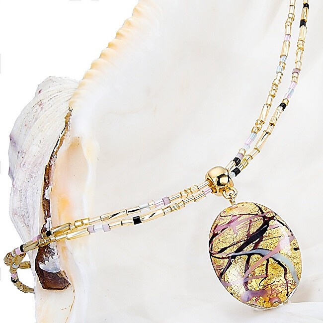 Lampglas Bellissima collana da donna Romantic Roots con perla Lampglas e oro 24 carati NP13 donna