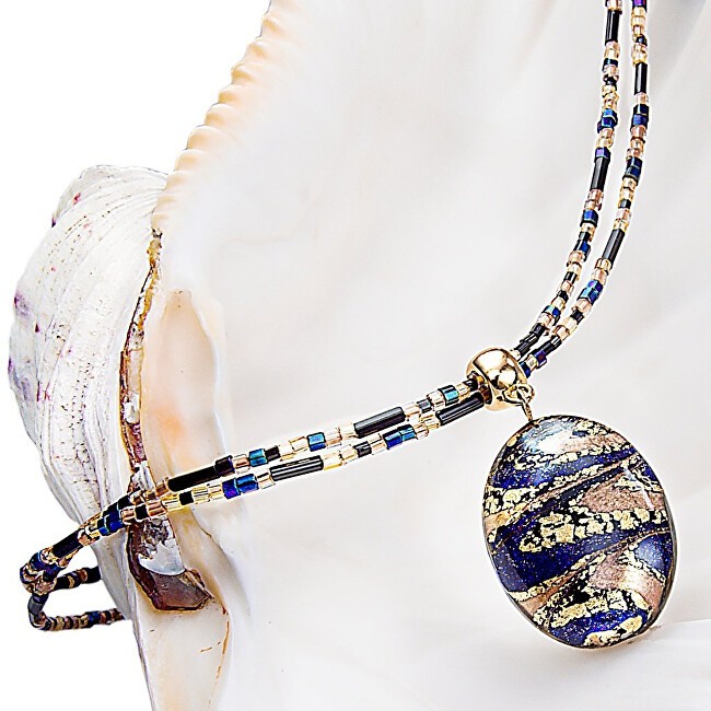 Lampglas Splendida collana da donna "Egyptian Queen" con perla Lampglas e oro 24 carati NP28 donna