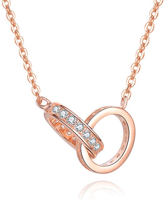 Beneto Collana placcata oro con anelli collegati AGS1229 / 47-ROSE donna