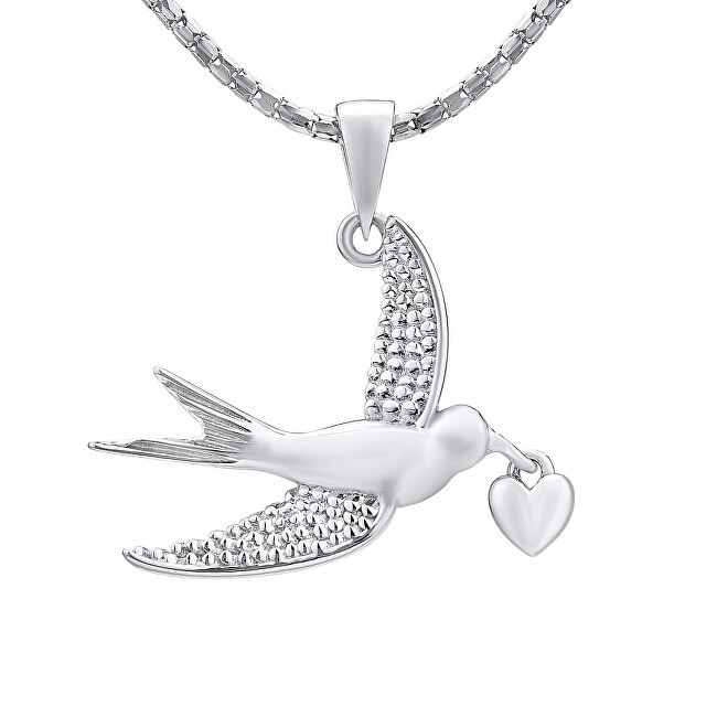 Silvego Ciondolo a forma di uccellino in argento con cuore MWP13323A donna