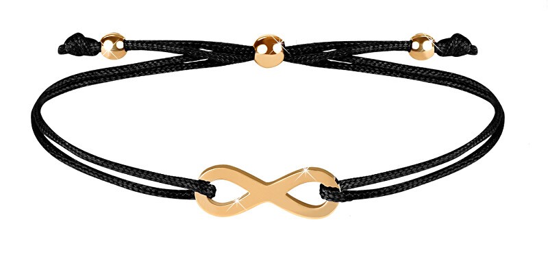 Troli Braccialetto con cordino e simbolo dell'infinito nero/oro donna