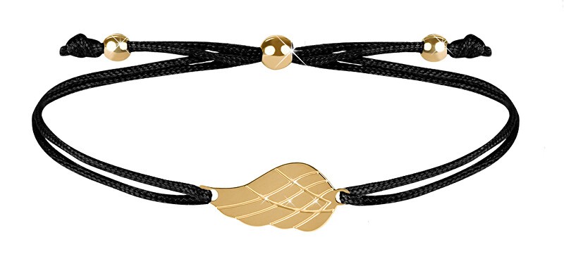 Troli Bracciale a cordoncino con ala d'angelo nero/oro donna