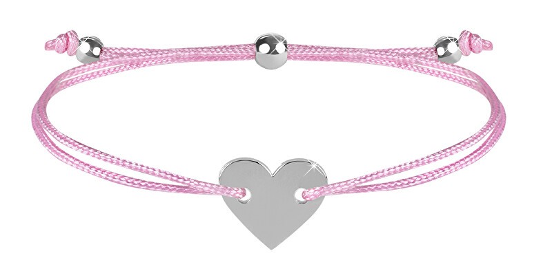 Troli Braccialetto con cordino a forma di cuore rosa/acciaio donna
