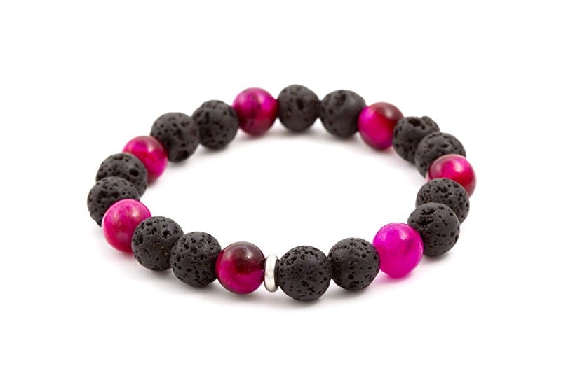 Agato Bracciale con perline in occhio di tigre e pietra lavica MINK20 / 17 donna
