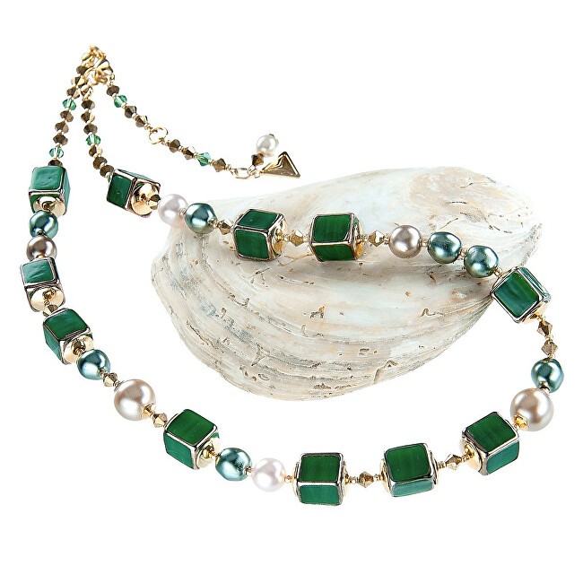 Lampglas Magnifica collana "Fata del Lago" realizzata con perle Lampglas NCU30 donna