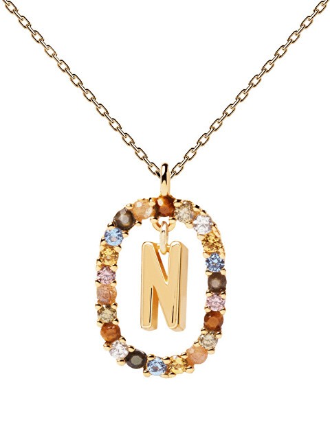 PDPAOLA Bellissima collana placcata in oro con la lettera "N" LETTERS CO01-273-U catena, ciondolo donna