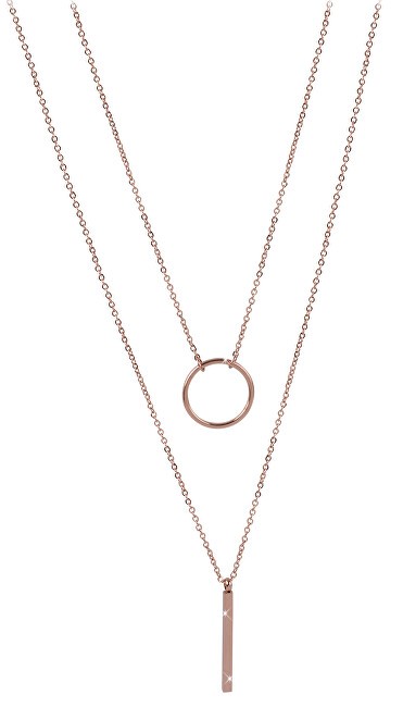 Troli Collana doppia con eleganti pendenti in acciaio placcato oro rosa donna