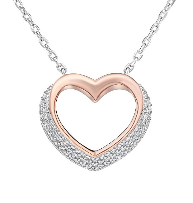 Silvego Collana bicolore in argento con cuore e zirconi LPS0243R donna