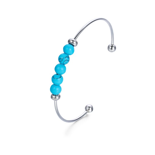 Troli Bracciale in acciaio massiccio con perline turchesi donna