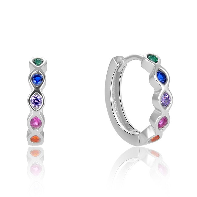 Beneto Orecchini rotondi in argento con zirconi colorati AGUC2696 donna