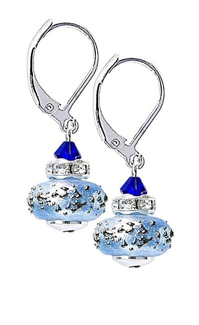 Lampglas Bellissimi orecchini Triple Blue 2 realizzati in Lampglas ECU34 con perle donna