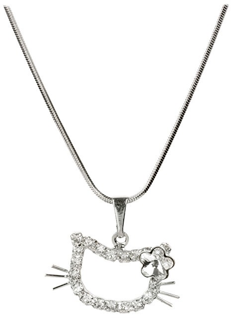 Levien Collana da ragazza con gatto e fiore di cristallo donna