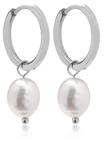 Troli Splendidi orecchini in acciaio con perle autentiche 2 in 1 VAAXF340S donna