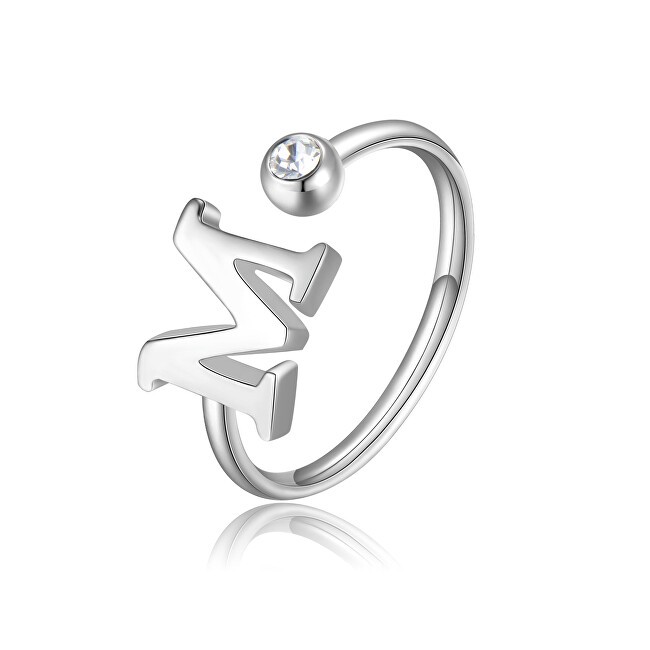 S'Agapõ Elegante anello in acciaio taglia M con cristallo Click SCK184 donna