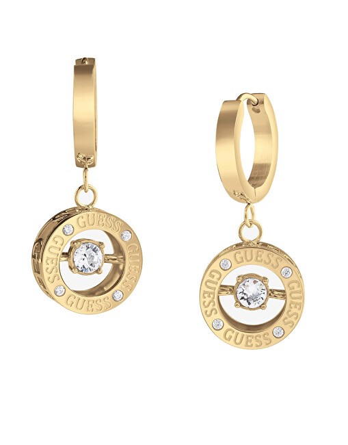 Guess Orecchini a cerchio placcati in oro Solitario JUBE01463JWYGT/U donna
