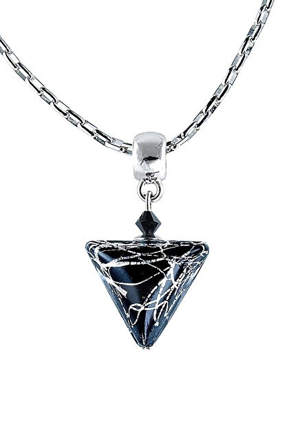 Lampglas Elegante collana a triangolo in marmo nero con perla in vetro di vetro in argento sterling NTA2 donna