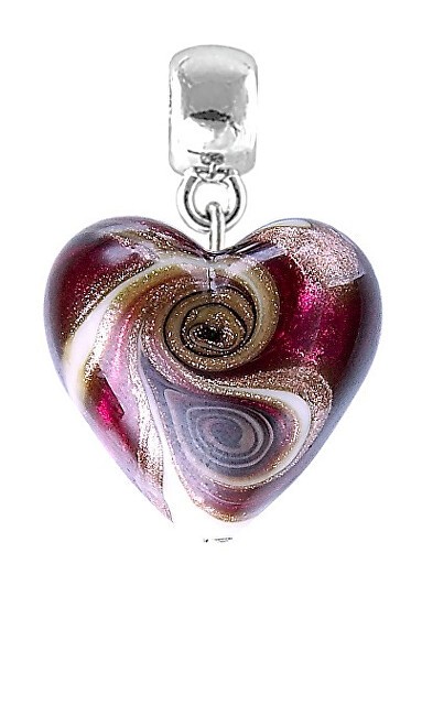 Lampglas Bellissimo ciondolo Lampone Bacio con perla Lampglas S33 donna