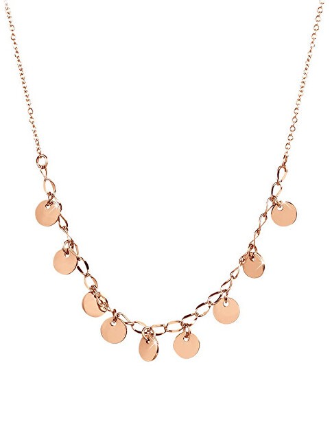 Troli Collana con monete in acciaio color oro rosa donna