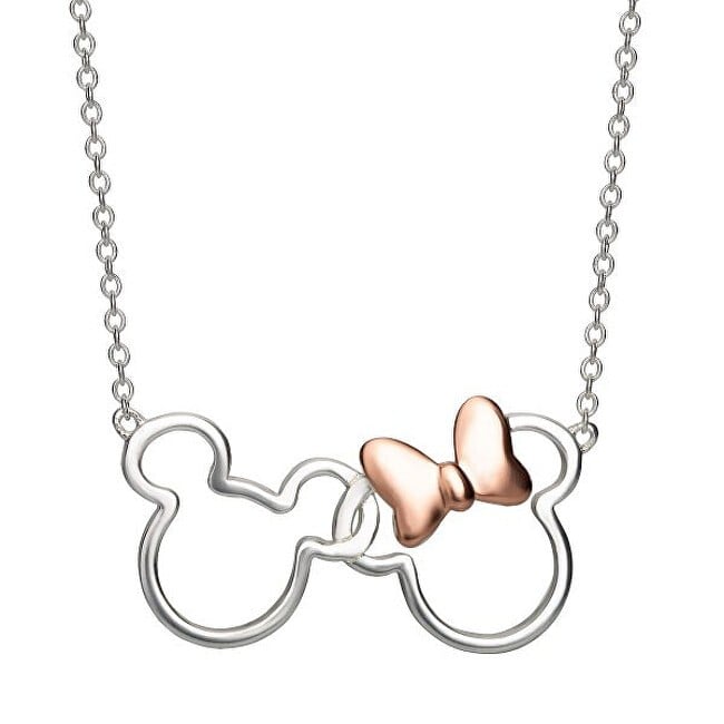 Disney Collana bicolore argento coordinata con Topolino e Minnie N902594TL-18 donna