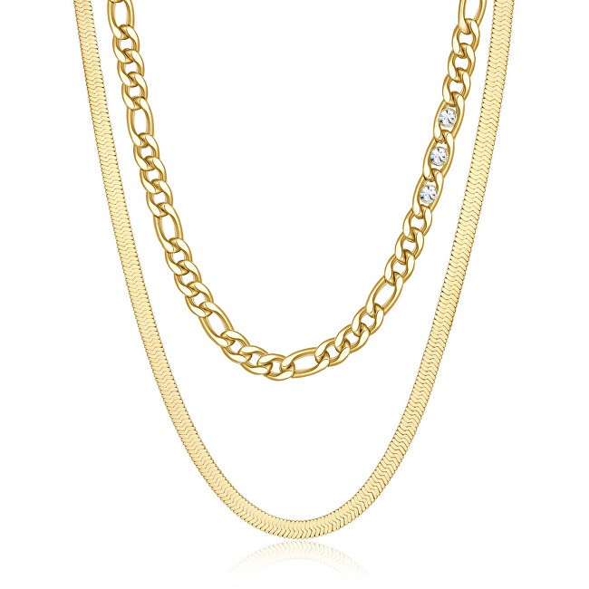 Brosway Collana doppia Symphonia con cristalli placcata oro BYM108 donna