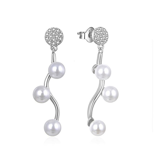 MOISS Eleganti orecchini in argento con zirconi e perle sintetiche E0003098 donna