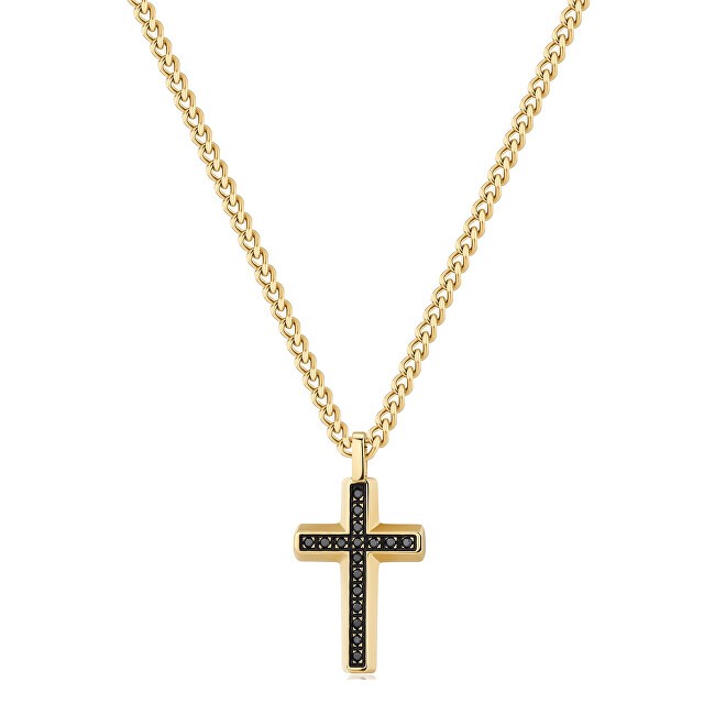 Brosway Collana con croce placcata in oro Backliner BBC02 uomo