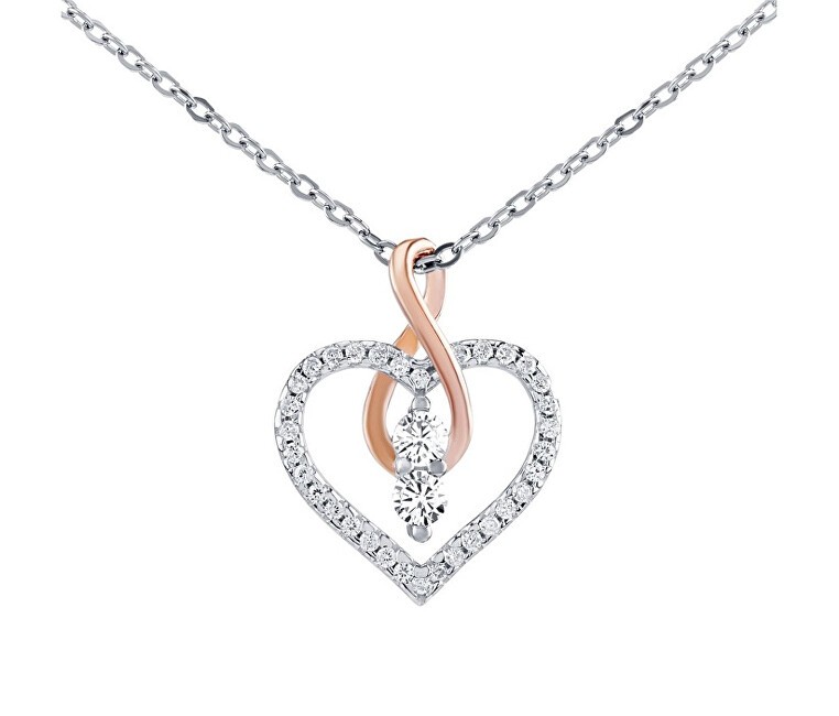 Silvego Collana Camilla con ciondolo a forma di cuore e infinito in argento sterling con zirconi brillanti DCC1607028N donna