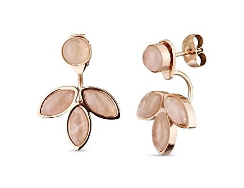 Vuch Orecchini moderni placcati in oro con quarzo rosa 2 in 1 ORECCHINI ROSE LILIES donna