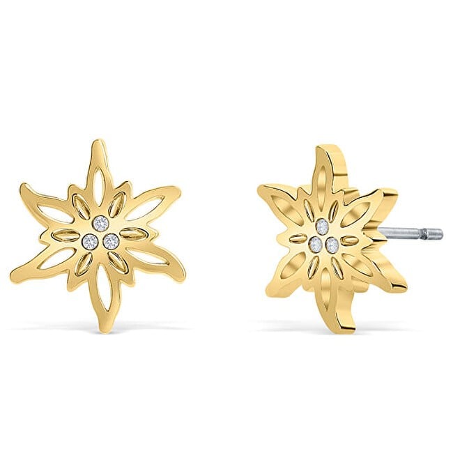 CRYSTalp Eleganti orecchini a forma di stella alpina placcati in oro con cristalli 40075.CRY.G donna