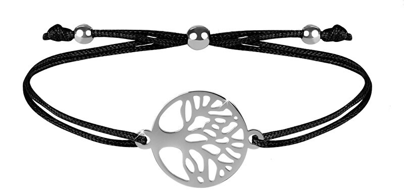 Troli Braccialetto con corda e albero della vita / Albero della vita nero donna
