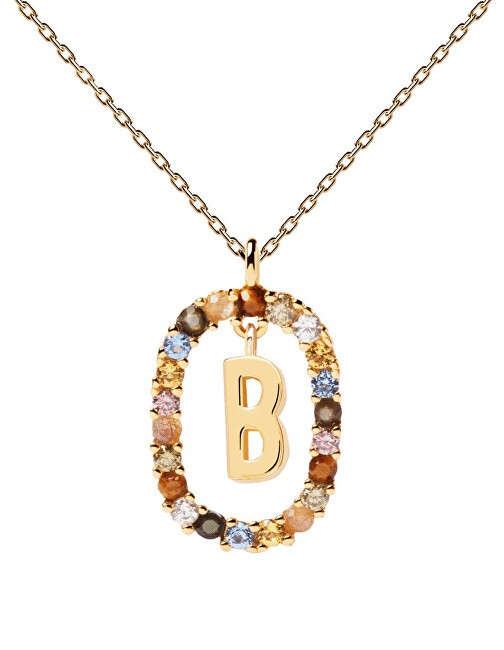 PDPAOLA Bellissima collana placcata in oro con lettera "B" LETTERS CO01-261-U catena, ciondolo donna