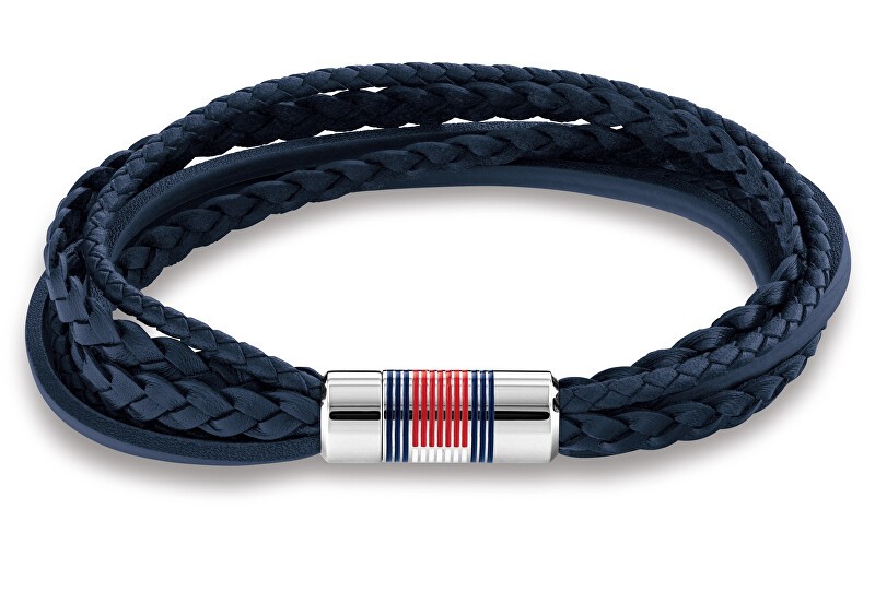 Tommy Hilfiger Bracciale multistrato in pelle blu scuro 2790427 uomo