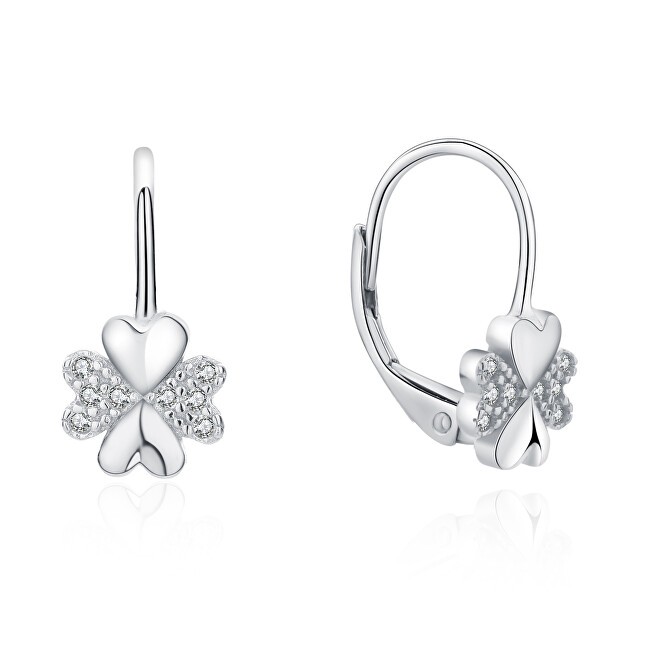 MOISS Orecchini giocosi in argento con zirconi a forma di quadrifoglio E0000565 donna