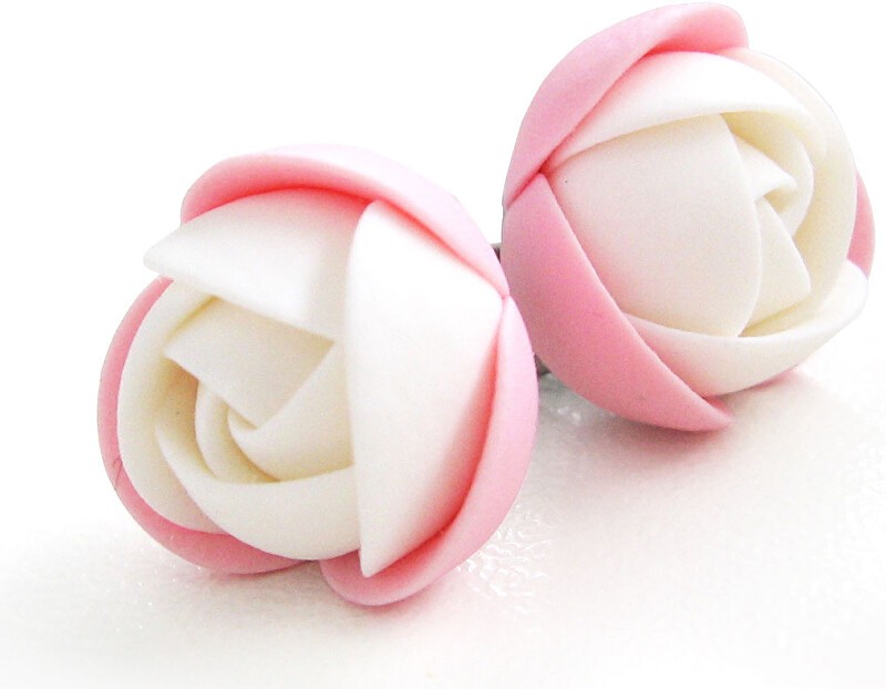 Troli Orecchini e borsette a forma di fiori rosa-bianchi donna