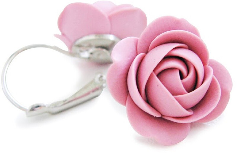 Troli Orecchini pendenti a forma di fiori rosa donna