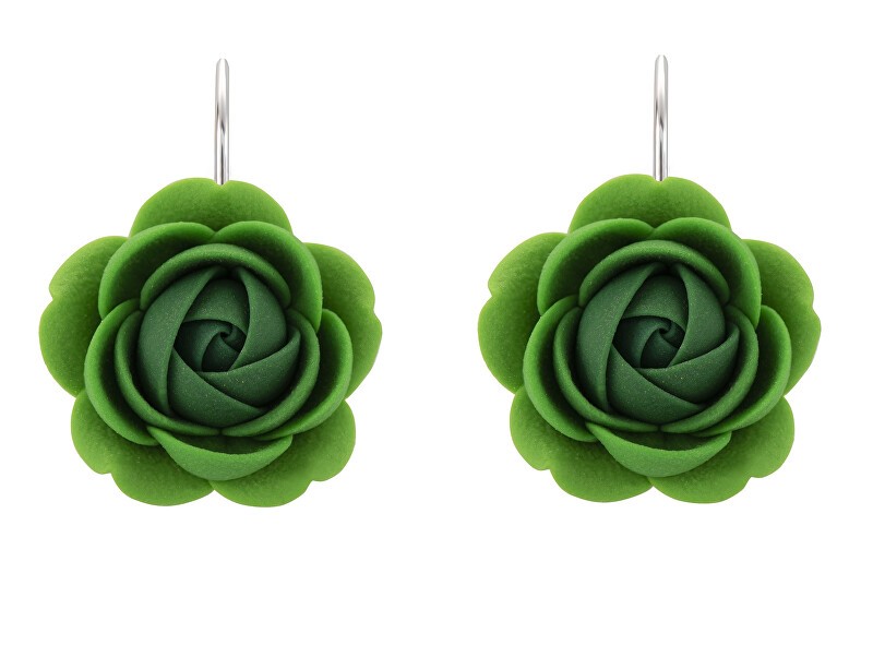 Troli Orecchini pendenti verdi Fiori Verde freddo donna