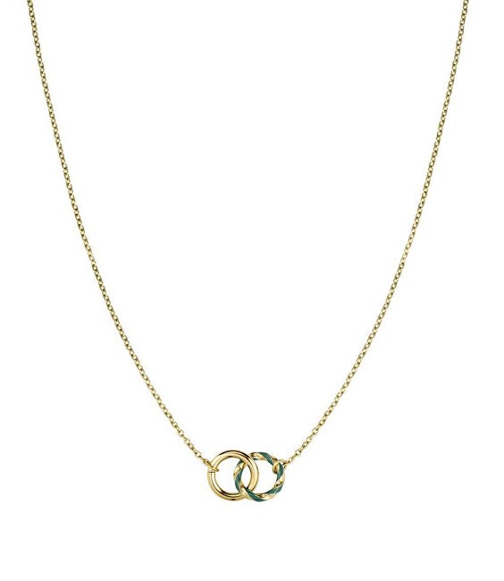 Rosefield Elegante collana in acciaio placcato oro con smeraldo JNEDG-J714 donna