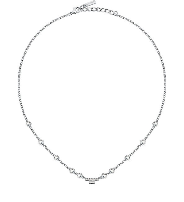 Trussardi Collana coordinata in acciaio con cristalli e logo T-Logo TJAXC04 donna