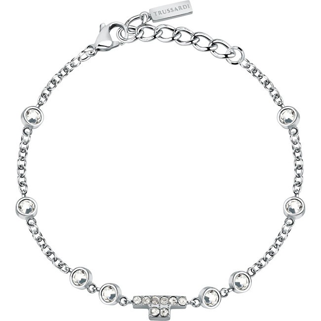 Trussardi Bracciale in acciaio coordinato con cristalli e logo T-Logo TJAXC21 donna
