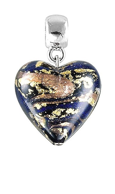 Lampglas Ciondolo magico a forma di cuore egizio con oro 24 carati e perla di vetro S26 donna