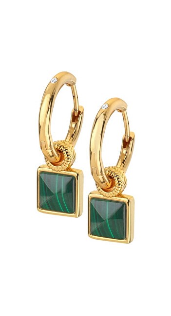 Hot Diamonds Orecchini rotondi di lusso con diamanti e malachite 2 in 1 Jac Jossa Hope DE713 donna