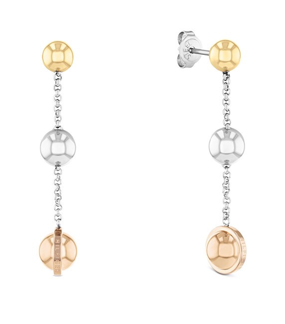 Tommy Hilfiger Eleganti orecchini pendenti tricolore con sfera metallica 2780820 donna