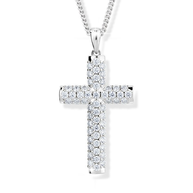 Modesi Collana con croce in argento scintillante M00141 donna