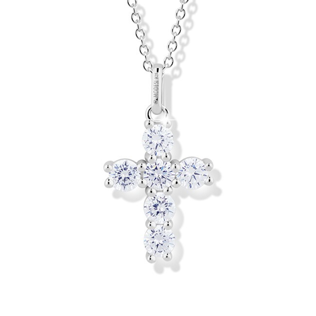 Modesi Incantevole collana in argento con croce e zirconi cubici M00541 catena, pendente donna